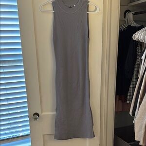 Sleeveless Gray Ribbed Dress